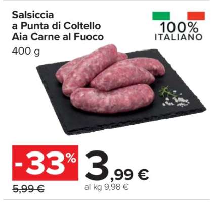 Salsiccia a Punta di Coltello Aia Carne al Fuoco