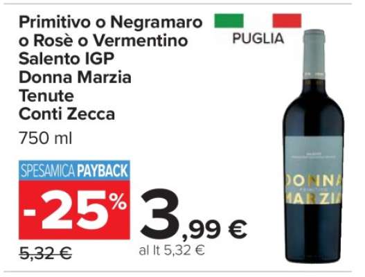 Primitivo o Negramaro o Rosè o Vermentino Salento IGP Donna Marzia Tenute Conti Zecca