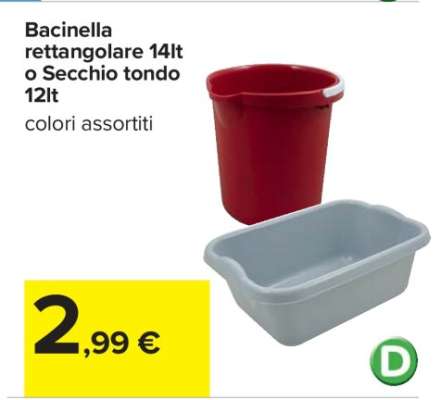 Bacinella rettangolare 14lt o Secchio tondo 12lt