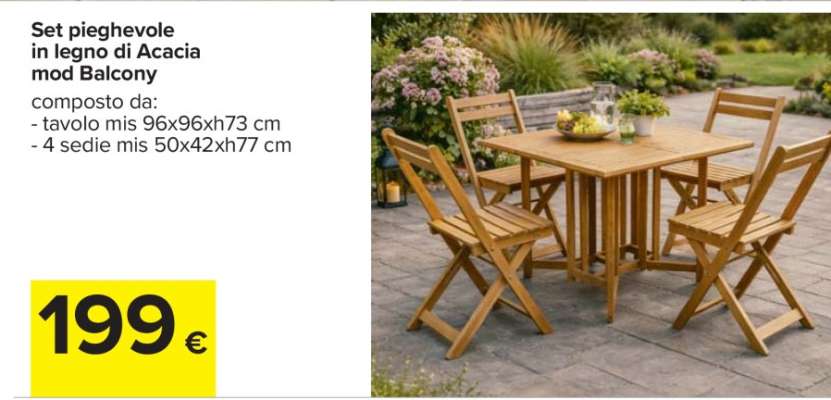 Set pieghevole in legno di Acacia mod Balcony