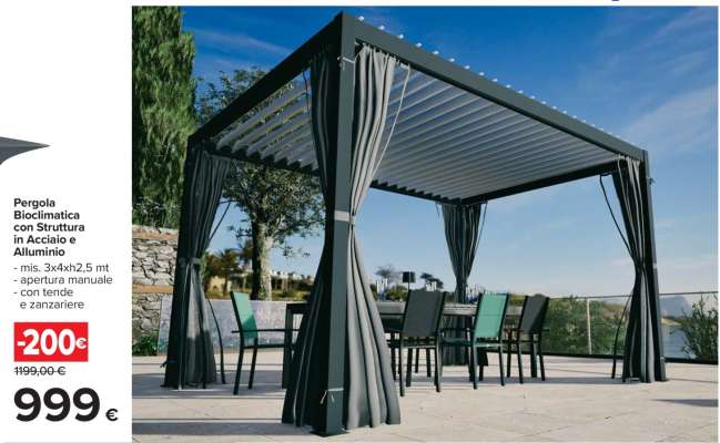 Pergola Bioclimatica con Struttura in Acciaio e Alluminio