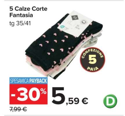 5 Calze Corte Fantasia