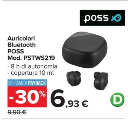 Auricolari Bluetooth POSS Mod. PSTWS219