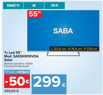 Tv Led 55” Mod. SA55KM10VDA Saba