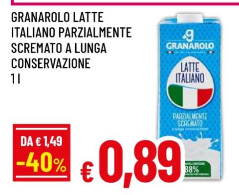 GRANAROLO LATTE ITALIANO PARZIALMENTE SCREMATO A LUNGA CONSERVAZIONE 1 L