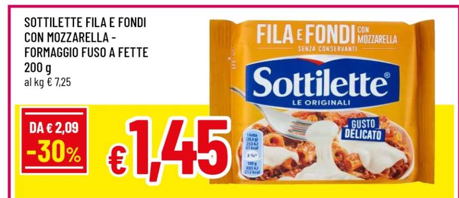 Sottilette fila e fondi con mozzarella