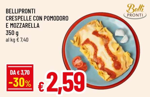 BELLIPRONTI CRESPELLE CON POMODORO E MOZZARELLA