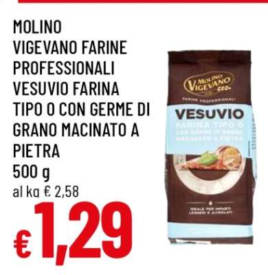 MOLINO VIGEVANO FARINE PROFESSIONALI VESUVIO FARINA TIPO 0 CON GERME DI GRANO MACINATO A PIETRA