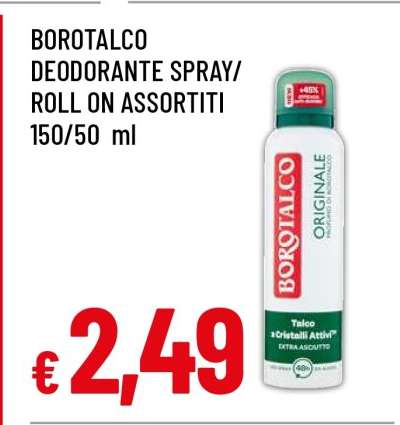 BOROTALCO DEODORANTE SPRAY/ROLL ON ASSORTITI 150/50 ml