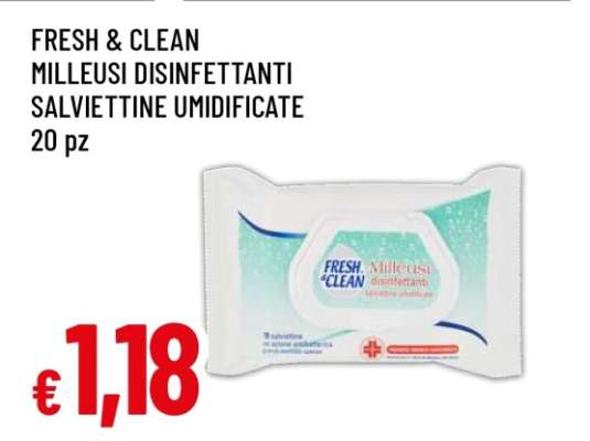 FRESH & CLEAN MILLEUSI DISINFETTANTI SALVIETTINE UMIDIFICATE