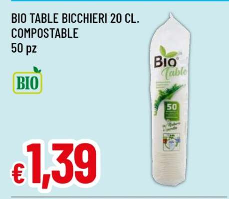 BIO TABLE BICCHIERI 20 CL. COMPOSTABLE
