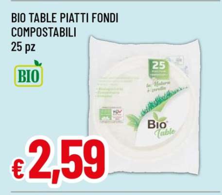 BIO TABLE PIATTI FONDI COMPOSTABILI