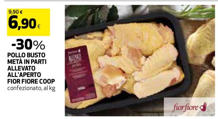 POLLO BUSTO METÀ IN PARTI ALLEVATO ALL'APERTO FIOR FIORE COOP
