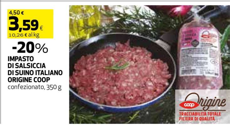 IMPASTO DI SALSICCIA DI SUINO ITALIANO ORIGINE COOP