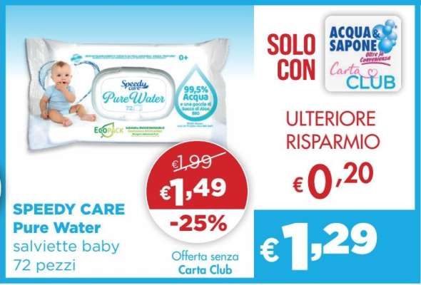 SPEEDY CARE Pure Water salviette baby 72 pezzi
