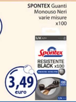 SPONTEX Guanti Monouso Neri varie misure x100