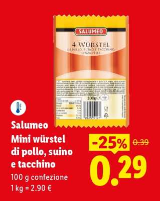 Salumeo Mini würstel di pollo, suino e tacchino