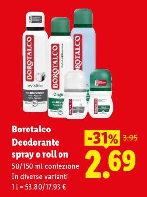 Borotalco Deodorante spray o roll on