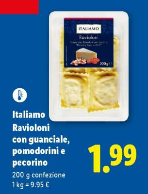 Italiamo Ravioloni con guanciale, pomodorini e pecorino