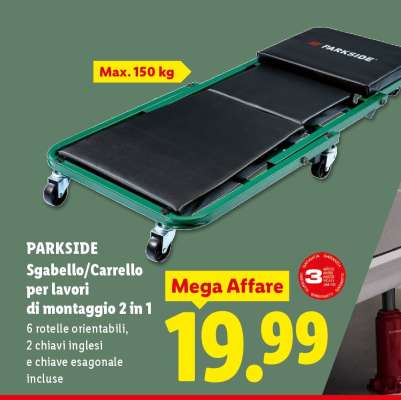 PARKSIDE Sgabello/Carrello per lavori di montaggio 2 in 1