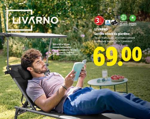 LIVARNO Lettino sdraio da giardino
