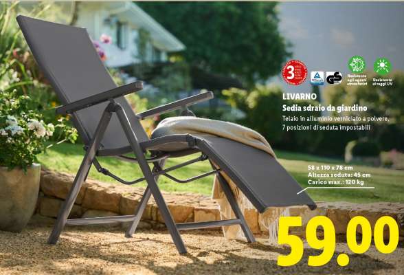 LIVARNO Sedia sdraio da giardino