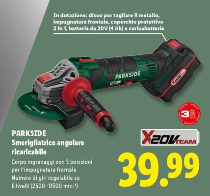 Parkside Smerigliatrice angolare ricaricabile