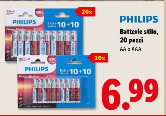 PHILIPS Batterie stilo, 20 pezzi