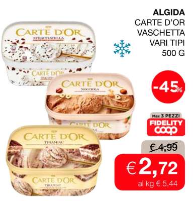 ALGIDA CARTE D’OR VASCHETTA VARI TIPI 500 G