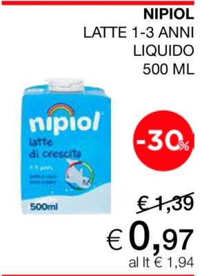 NIPIOL LATTE 1-3 ANNI LIQUIDO 500 ML