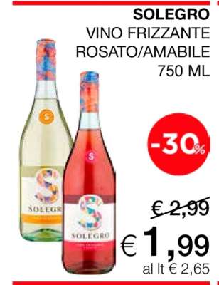 SOLEGRO VINO FRIZZANTE ROSATO/AMABILE 750 ML