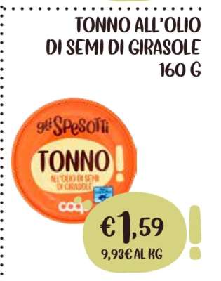 TONNO ALL’OLIO DI SEMI DI GIRASOLE 160 G