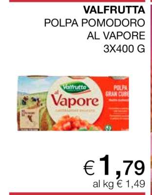 VALFRUTTA POLPA POMODORO AL VAPORE 3X400 G