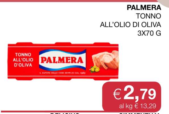 PALMERA TONNO ALL’ OLIO DI OLIVA 3X70 G