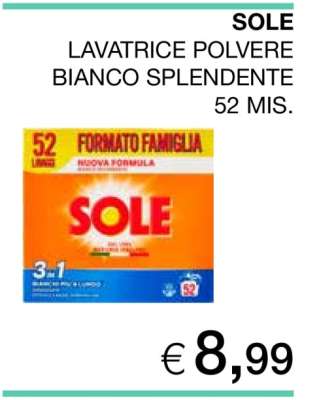 SOLE LAVATRICE POLVERE BIANCO SPLENDENTE