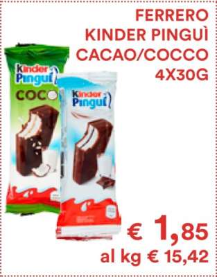 FERRERO KINDER PINGUÌ CACAO/COCCO 4X30G