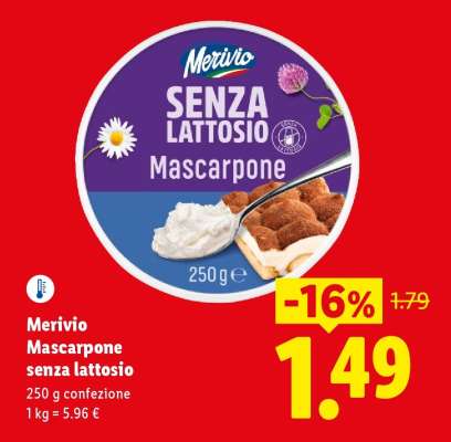 Merivio Mascarpone senza lattosio