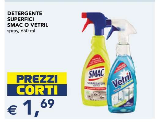 DETERGENTE SUPERFICI SMAC O VETRIL