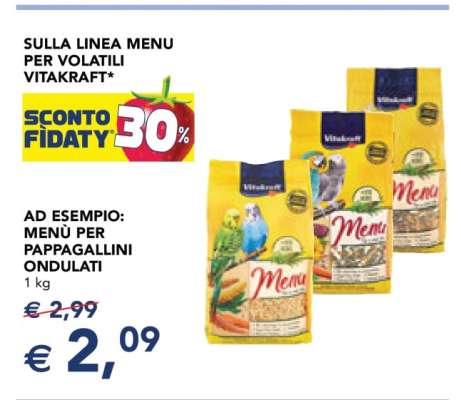 Menù per pappagallini ondulati