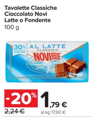 Tavolette Classiche Cioccolato Novi Latte o Fondente