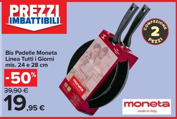 Bis Padelle Moneta Linea Tutti i Giorni mis. 24 e 28 cm