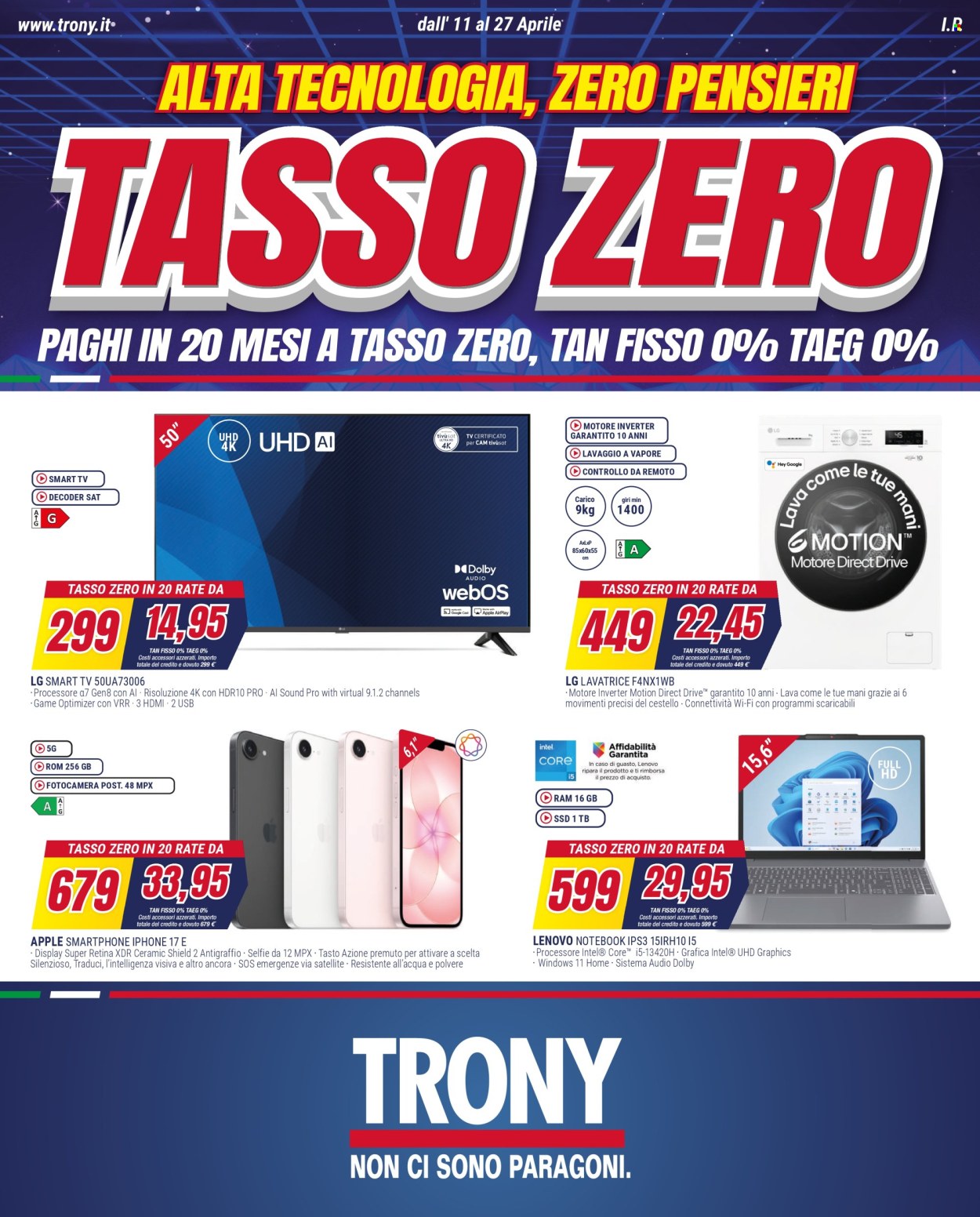 Volantino Trony - 11/4/2026 - 27/4/2026. Pagina 1