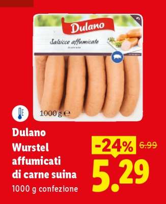 Dulano Wurstel affumicati di carne suina