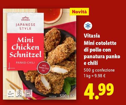 Vitasia Mini cotolette di pollo con panatura panko e chili