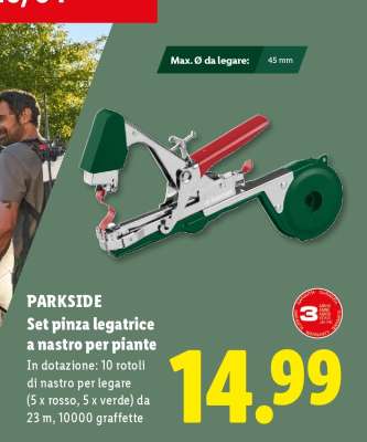 PARKSIDE Set pinza legatrice a nastro per piante