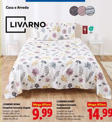 LIVARNO HOME Completo lenzuola singole