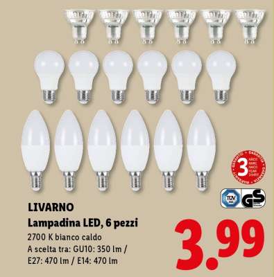 Livarno Lampadina LED, 6 pezzi