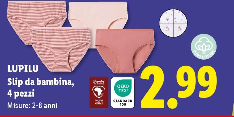 LUPILU Slip da bambina, 4 pezzi