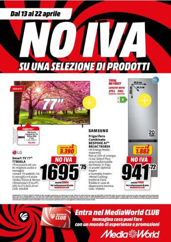 Volantino MediaWorld - 13/4/2026 - 22/4/2026.