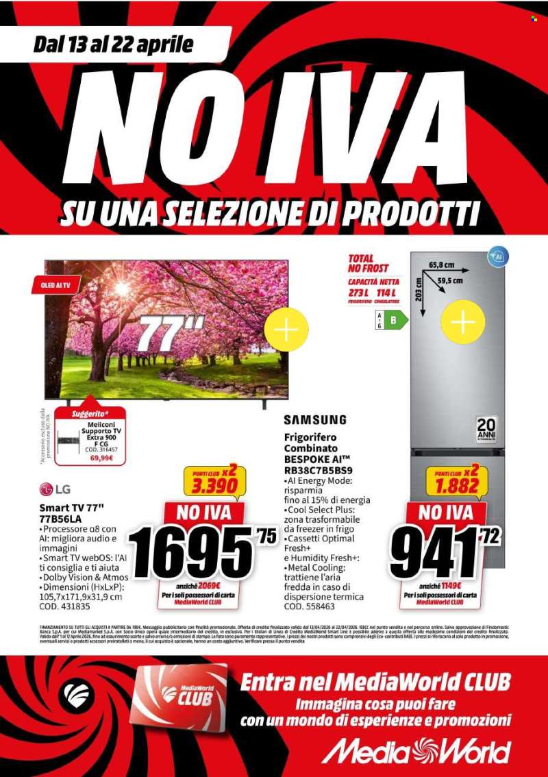 Volantino MediaWorld - 13/4/2026 - 22/4/2026.